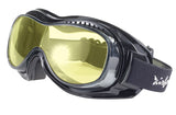 Padded Airfoil 'Fit Over Glasses' Riding Goggles (Black Frame/Yellow Lens) by Pacific Coast - Cycle Clear