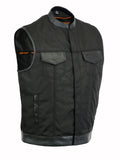 Men's Textile Concealed Snap Closure Vest w/ Scoop Collar