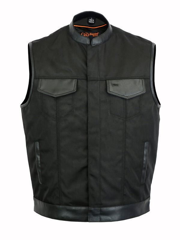 Men's Textile Concealed Snap Closure Vest w/ Scoop Collar