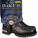 Weather Proof Boot Straps - Flaming Skull, 6 Inch