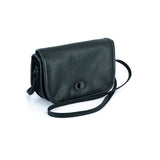 Women's Black Construction Leather Purse/Shoulder Bag