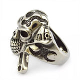 Stainless Steel X Skull Biker Ring