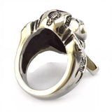 Stainless Steel X Skull Biker Ring